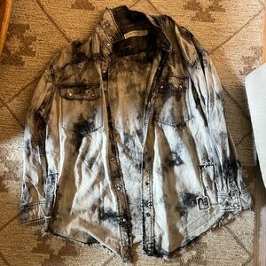 Free People Lovestruck Acid Wash Denim Jacket
